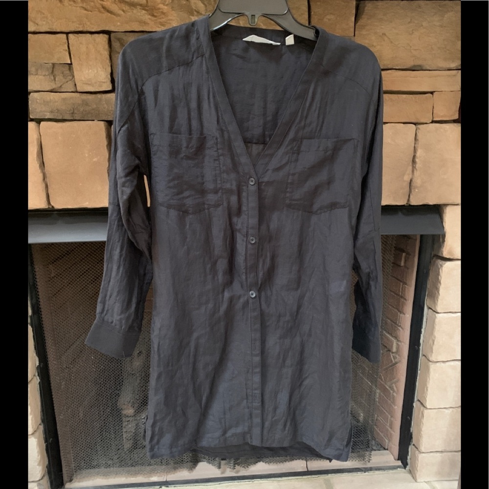 Athleta Charcoal Gray Long Sleeve Swim Coverup